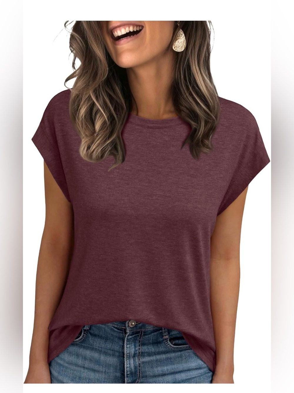 Women's Muscle Tee in Deep Burgundy